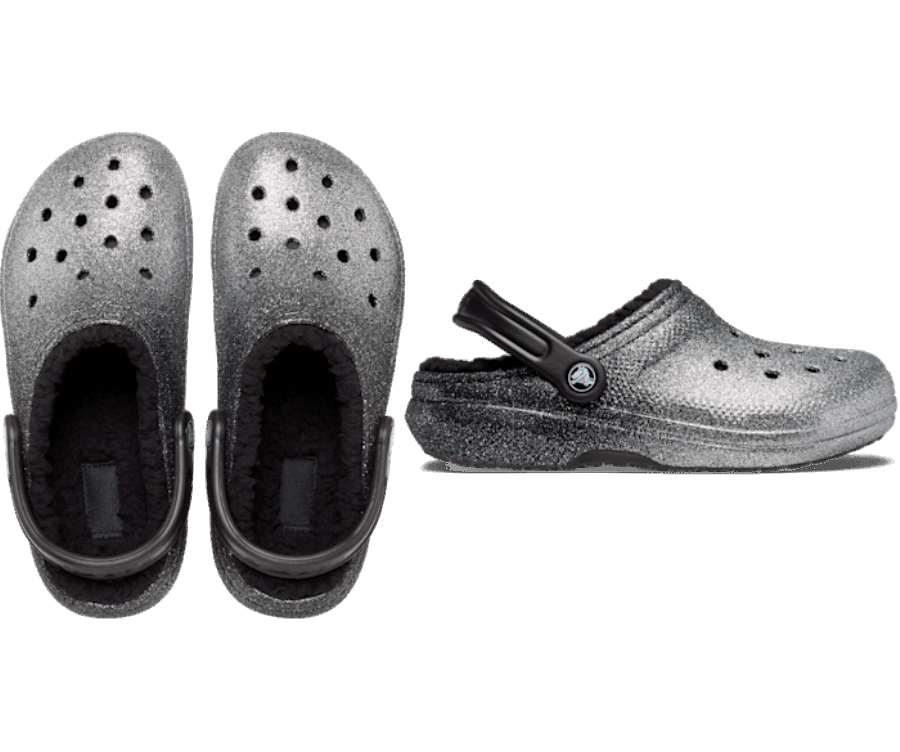 Crocs Klasszikus Csillogó Bélésű Klumpa Fekete-ezüst