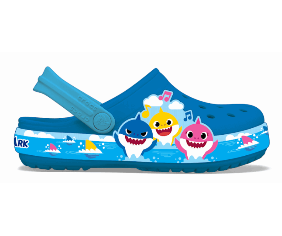 Crocs Totyogó Crocs Móka Labor Baba Cápa Zenekar Klumpa Fényes Kobalt
